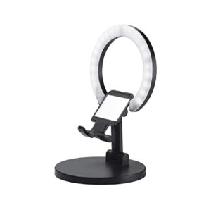 merkury foldable phone stand with ring light - black
