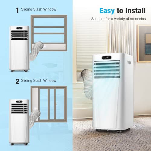 ZAFRO 10,000 BTU Portable Air Conditioners with Remote Control Cool to 450 Sq.Ft, 3-in-1 Portable AC Unit with Digital Display/24Hrs Timer/Installation Kits for Home/Office/Dorms, White