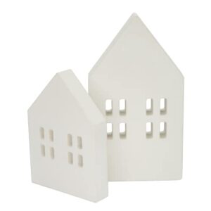 tforibbon house shaped wooden sign block farmhouse home sign tiered tray decor 2 pack (white)