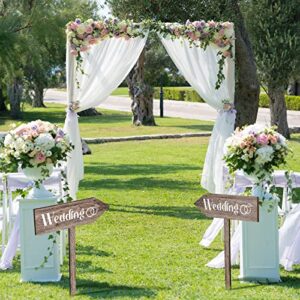 Blulu 2 Pieces Wedding Directional Road Arrow Sign Wedding Sign Ceremony Sign and Reception Waterproof Large Wedding Sign with Stakes for Wedding Supplies