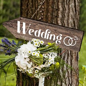 Blulu 2 Pieces Wedding Directional Road Arrow Sign Wedding Sign Ceremony Sign and Reception Waterproof Large Wedding Sign with Stakes for Wedding Supplies