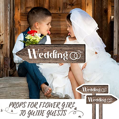 Blulu 2 Pieces Wedding Directional Road Arrow Sign Wedding Sign Ceremony Sign and Reception Waterproof Large Wedding Sign with Stakes for Wedding Supplies