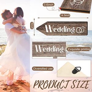 Blulu 2 Pieces Wedding Directional Road Arrow Sign Wedding Sign Ceremony Sign and Reception Waterproof Large Wedding Sign with Stakes for Wedding Supplies