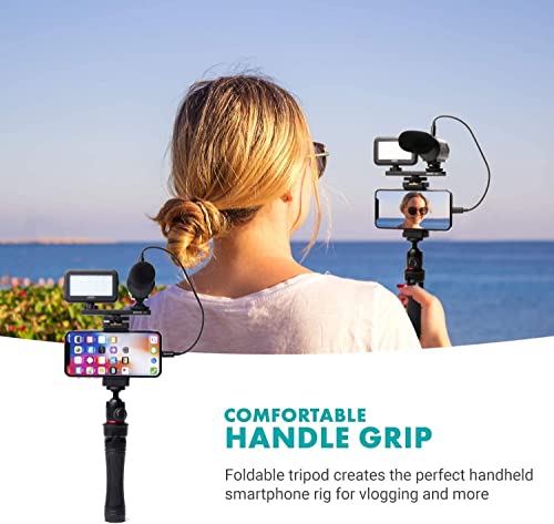 Movo iVlogger Vlogging Kit for iPhone with Fullsize Tripod - Lightning Compatible Vlog Kit- Accessories: Tripods, Phone Mount, LED Light and Shotgun Mic for YouTube Starter Kit