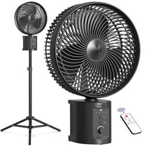 airbition 10" portable pedestal fan, 10000mah rechargeable table fan with 7 speeds, oscillating standing fan with timer for bedroom, office, camping