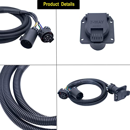 MOCW 7-Foot 7-Pin Vehicle Trailer Wiring Harness Extension Truck Bed Extension for 5th Wheel & Gooseneck Trailers for Chevrolet, Dodge, Ford, GMC,Nissan, Ram Toyota