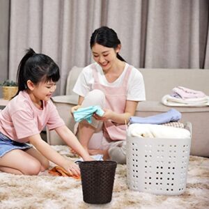 Cabilock Woven Trash Basket Round Wastepaper Basket Wicker Bathroom Trash Can Waste Basket Toy Storage Basket Woven Storage Basket for Home Dorm Office Coffee