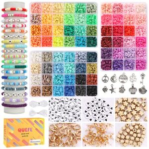 quefe 9000pcs, 72 colors clay beads for bracelet making kit for girls 8-12, polymer heishi letter beads for jewelry making, for gifts, crafts, preppy