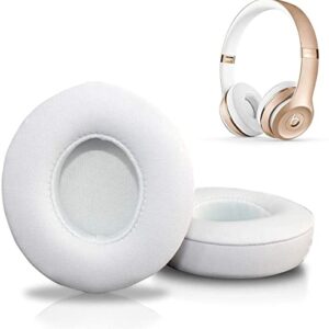 Miruchertter Beats Solo 2 & 3 Earpad Replacement - Memory Foam Replacement Ear Pads Wireless Headphone Covers Headset Pads Sponge Earpads Cushions Compatible with Beats Solo 3 Solo 2 (White)