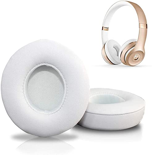 Miruchertter Beats Solo 2 & 3 Earpad Replacement - Memory Foam Replacement Ear Pads Wireless Headphone Covers Headset Pads Sponge Earpads Cushions Compatible with Beats Solo 3 Solo 2 (White)