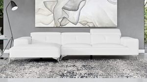 zuri furniture raj modern white leather sectional with adjustable headrests and chaise - left chaise
