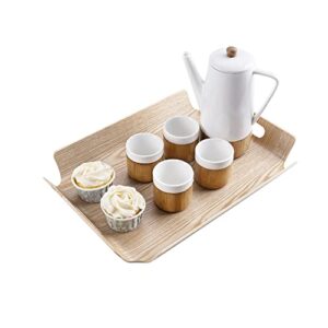 Serving Tray,Wood Serving Tray with Handles,Wooden Trays for Eating,Nature Wooden Breakfast Tray for Sofa,Bed,Eating,Working,15.4*11.2*1.8 inch(Small)