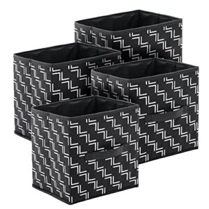 deconovo storage bins, 10.5x10.5x11 inch, foldable cube organizer with dual handle, fabric organizing basket for closet, playroom (set of 4, black, wave pattern)