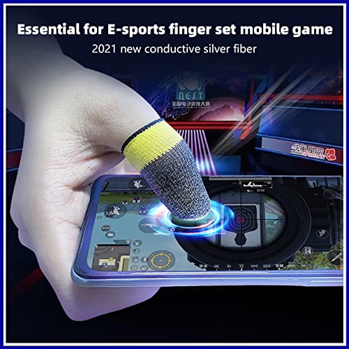 10 PCS Gaming Finger Sleeve, Mobile Controller Thumb, Highly Conductive 100% Silver Thread, Anti-Sweat Breathable Protect Finger Touchscreen Finger Sleeve for Mobile Phone Games (Fluorescent Green)