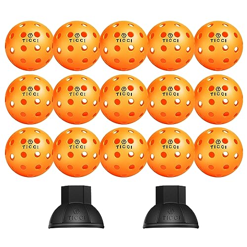 TICCI USAPA 40 Holes Outdoor Pickleballs USA Pickleball Approved Ball Orange 15 Pack