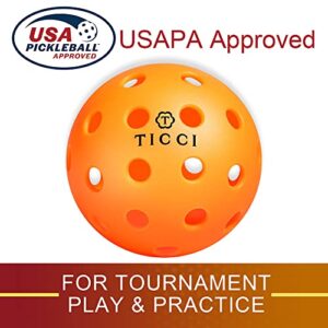 TICCI USAPA 40 Holes Outdoor Pickleballs USA Pickleball Approved Ball Orange 15 Pack