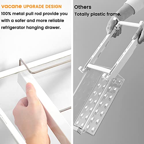 vacane Fridge Drawer with Removable 28 Grid Egg Tray, Clear Egg Drawer for Refrigerator Fridge Organizer Bins, Fridge Storage Container Under Shelf Holder for Fruit,Vegetable,Meat,Cheese