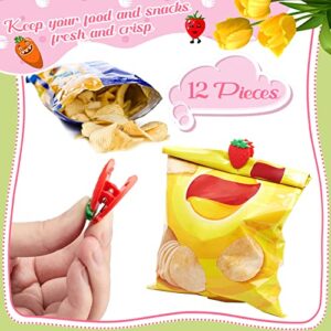 12 Pieces Fruit Kitchen Clips Plastic Bread Bag Clips Cute Chip Clips Funny Bag Clips Food Storage Bag Sealer Clips for Chips, Snacks, Food Storage, 12 Styles