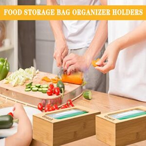 Food Storage Bag Organizer Holders, Bamboo Ziplock Bag Storage Organizer Dispenser for Kitchen Drawer, Compatible with Ziploc, Solimo, Glad, Hefty for Gallon, Quart, Sandwich, Snack Variety Size Bags