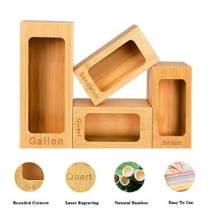 Food Storage Bag Organizer Holders, Bamboo Ziplock Bag Storage Organizer Dispenser for Kitchen Drawer, Compatible with Ziploc, Solimo, Glad, Hefty for Gallon, Quart, Sandwich, Snack Variety Size Bags