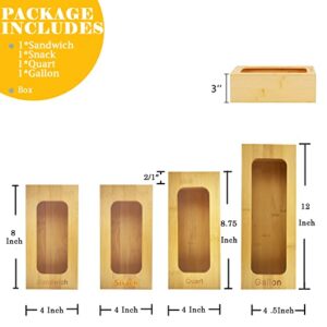 Food Storage Bag Organizer Holders, Bamboo Ziplock Bag Storage Organizer Dispenser for Kitchen Drawer, Compatible with Ziploc, Solimo, Glad, Hefty for Gallon, Quart, Sandwich, Snack Variety Size Bags