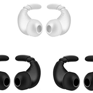 A-Focus Sports Earbuds Eartips Wingtips Anti-Slip Silicone Gel Ear Hooks for Most Earphone Inner Hole 4mm to 5mm, Compatible with Beats Studio Buds/Flex/WF-1000XM5 / WF-C700N Black White