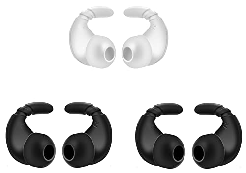 A-Focus Sports Earbuds Eartips Wingtips Anti-Slip Silicone Gel Ear Hooks for Most Earphone Inner Hole 4mm to 5mm, Compatible with Beats Studio Buds/Flex/WF-1000XM5 / WF-C700N Black White