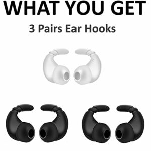 A-Focus Sports Earbuds Eartips Wingtips Anti-Slip Silicone Gel Ear Hooks for Most Earphone Inner Hole 4mm to 5mm, Compatible with Beats Studio Buds/Flex/WF-1000XM5 / WF-C700N Black White