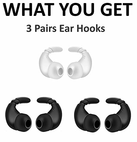 A-Focus Sports Earbuds Eartips Wingtips Anti-Slip Silicone Gel Ear Hooks for Most Earphone Inner Hole 4mm to 5mm, Compatible with Beats Studio Buds/Flex/WF-1000XM5 / WF-C700N Black White