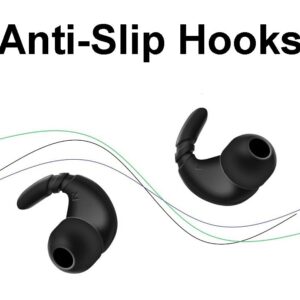 A-Focus Sports Earbuds Eartips Wingtips Anti-Slip Silicone Gel Ear Hooks for Most Earphone Inner Hole 4mm to 5mm, Compatible with Beats Studio Buds/Flex/WF-1000XM5 / WF-C700N Black White