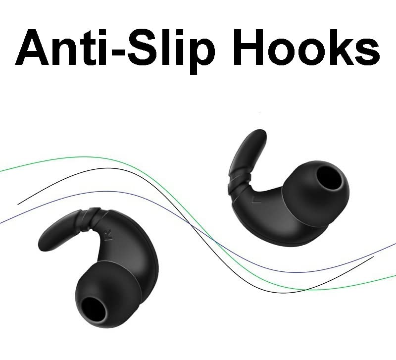 A-Focus Sports Earbuds Eartips Wingtips Anti-Slip Silicone Gel Ear Hooks for Most Earphone Inner Hole 4mm to 5mm, Compatible with Beats Studio Buds/Flex/WF-1000XM5 / WF-C700N Black White