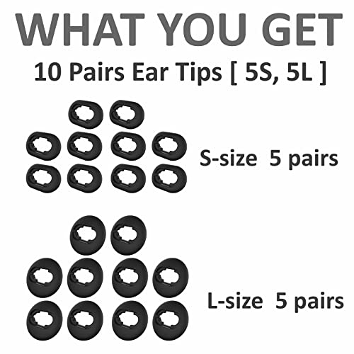 A-Focus 10 Pairs S/L Galaxy Buds Live Ear Tips Adapter Set Replacement Wing Earbuds Cushion Ear Gel Cover Skin Accessories Compatible with Samsung Galaxy Buds Live SM-R180, Mystic Black