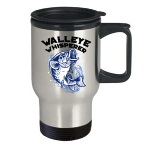 SpreadPassion Walleye Whisperer Travel Mug - Walleye Whisperer Insulated Coffee Tumbler Cup - Walleye Whisperer Gifts