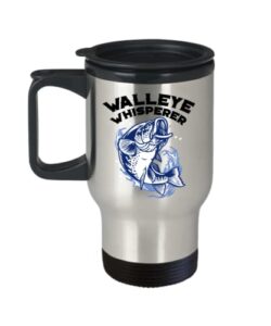 spreadpassion walleye whisperer travel mug - walleye whisperer insulated coffee tumbler cup - walleye whisperer gifts
