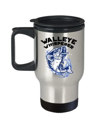 SpreadPassion Walleye Whisperer Travel Mug - Walleye Whisperer Insulated Coffee Tumbler Cup - Walleye Whisperer Gifts