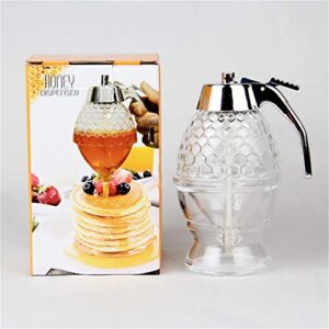 Honey dispenser no drip acrylic(ABS) with stand, Honey jar with dipper, Maple syrup dispenser for Syrup, Sugar, Sauces, Condiments(200ML)