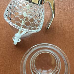 Honey dispenser no drip acrylic(ABS) with stand, Honey jar with dipper, Maple syrup dispenser for Syrup, Sugar, Sauces, Condiments(200ML)