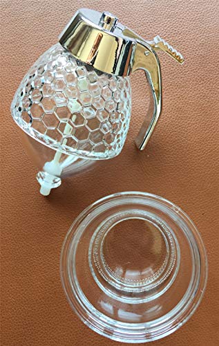 Honey dispenser no drip acrylic(ABS) with stand, Honey jar with dipper, Maple syrup dispenser for Syrup, Sugar, Sauces, Condiments(200ML)