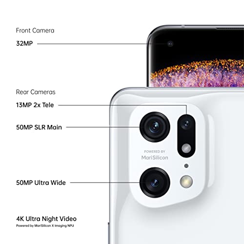 Oppo Find X5 Pro 5G Dual 256GB ROM 12GB RAM Factory Unlocked (GSM Only | No CDMA - not Compatible with Verizon/Sprint) China Version | No Google Play Installed Mobile Cell Phone - Ceramic White