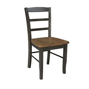 IC International Concepts 42" Dual Drop Leaf Pedestal Dining 2 Table and Chairs, Hickory/Washed Coal