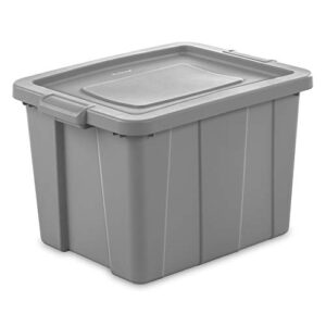 Sterilite 16786A06 Tuff1 18 Gallon Plastic Stackable Bins for Use in Basement/Garage/Attic Storage Tote Container w/Lid, Gray 12 Pack