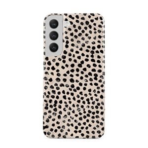 burga phone case compatible with samsung galaxy s22 - black polks dots pattern nude almond latte fashion cute for girls thin design durable hard shell plastic protective case