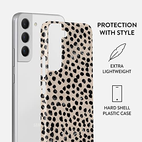 BURGA Phone Case Compatible with Samsung Galaxy S22 - Black Polks Dots Pattern Nude Almond Latte Fashion Cute for Girls Thin Design Durable Hard Shell Plastic Protective Case