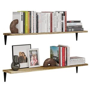 wallniture arras floating shelves for wall storage, bookshelf living room decor, bedroom & kitchen organization, bathroom shelves, 36" wall shelf set of 2