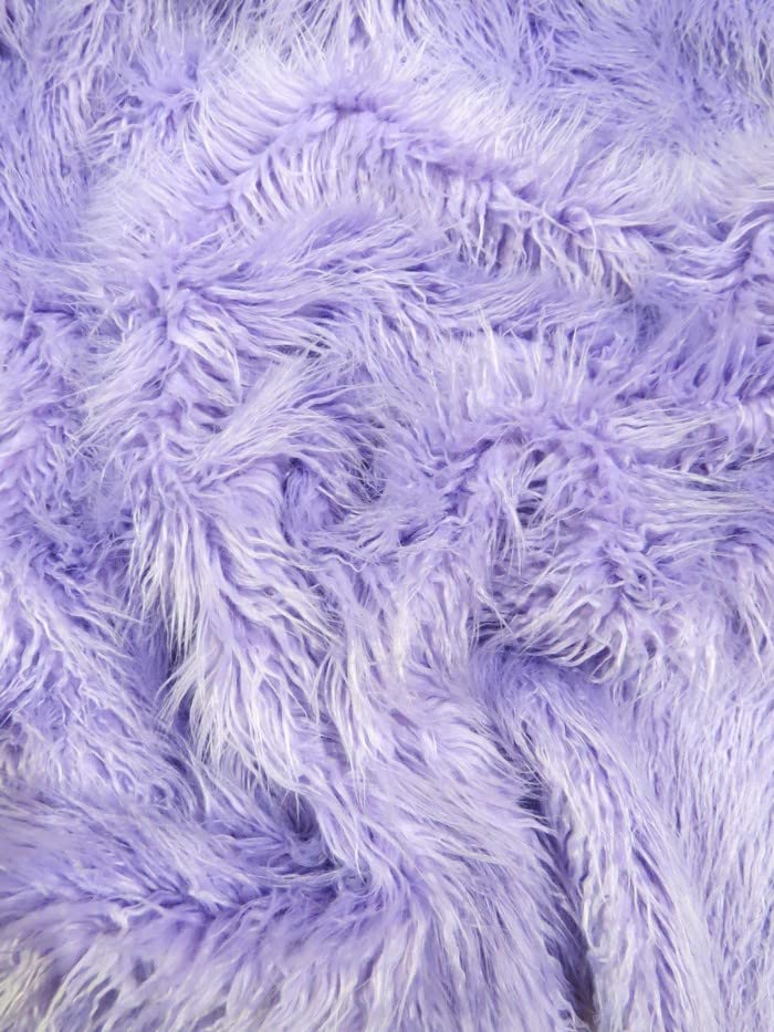 Ecoshag™ Faux Fake Fur Solid Mongolian Long Pile Fabric Sold by The Yard DIY Coats Costumes Scarfs Rugs Accessories Fashion (Curly Lavender)