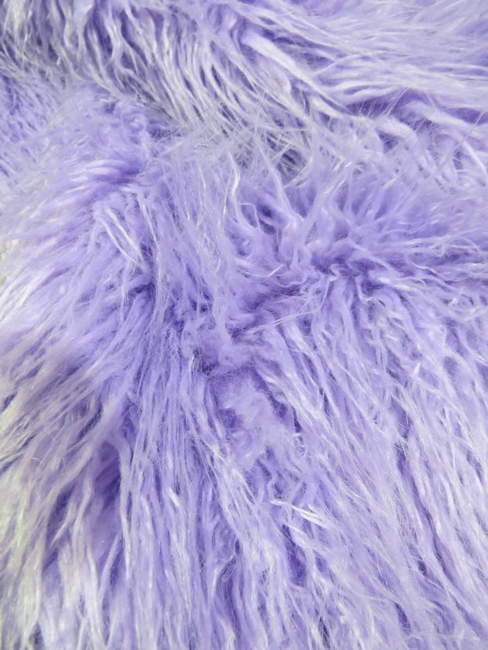 Ecoshag™ Faux Fake Fur Solid Mongolian Long Pile Fabric Sold by The Yard DIY Coats Costumes Scarfs Rugs Accessories Fashion (Curly Lavender)