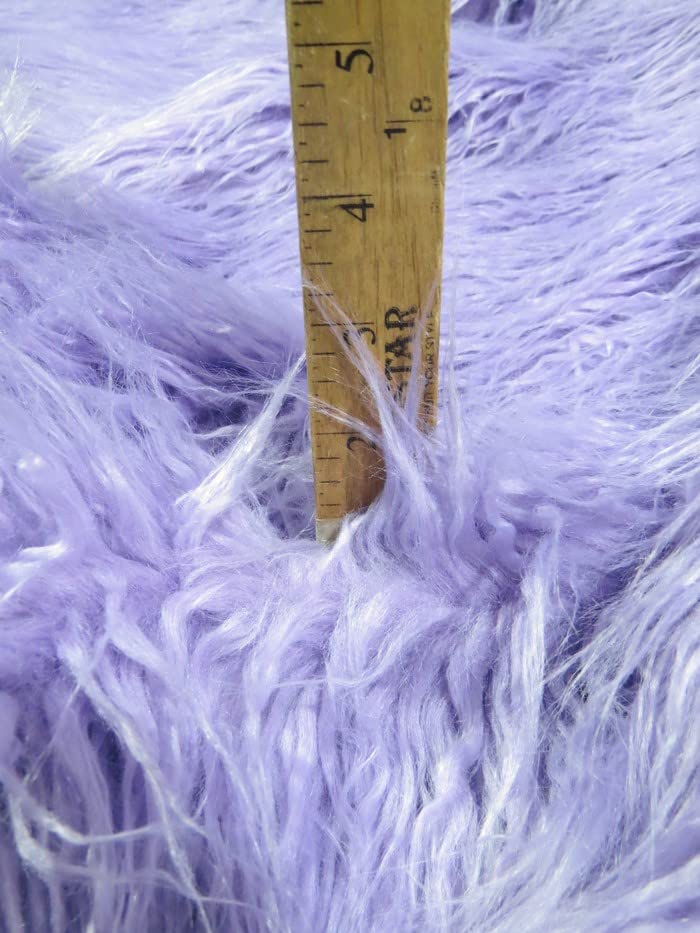 Ecoshag™ Faux Fake Fur Solid Mongolian Long Pile Fabric Sold by The Yard DIY Coats Costumes Scarfs Rugs Accessories Fashion (Curly Lavender)