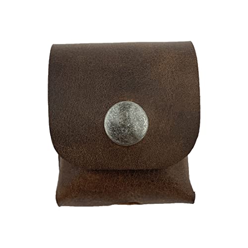 LeatherTex, Rustic AirPods Charging Cover Handmade from Full Grain Leather - Pocket Size, Genuine Bluetooth Case - Protective Portable Carrying Pouch - Bourbon Brown