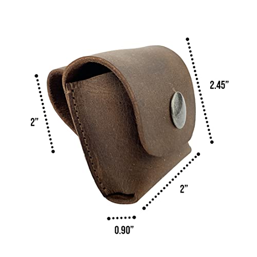 LeatherTex, Rustic AirPods Charging Cover Handmade from Full Grain Leather - Pocket Size, Genuine Bluetooth Case - Protective Portable Carrying Pouch - Bourbon Brown