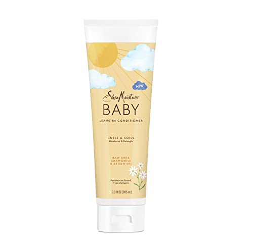 SheaMoisture Baby Leave-In Conditioner for Curly Hair Raw Shea, Chamomile and Argan Oil Moisturizes and Helps Detangle Delicate Curls and Coils 10.3 oz